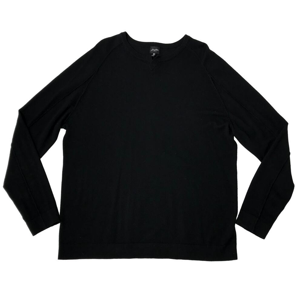 GOOD MAN V-Notch Merino Wool Sweater Men XXL Black Luxury Minimalistic Business